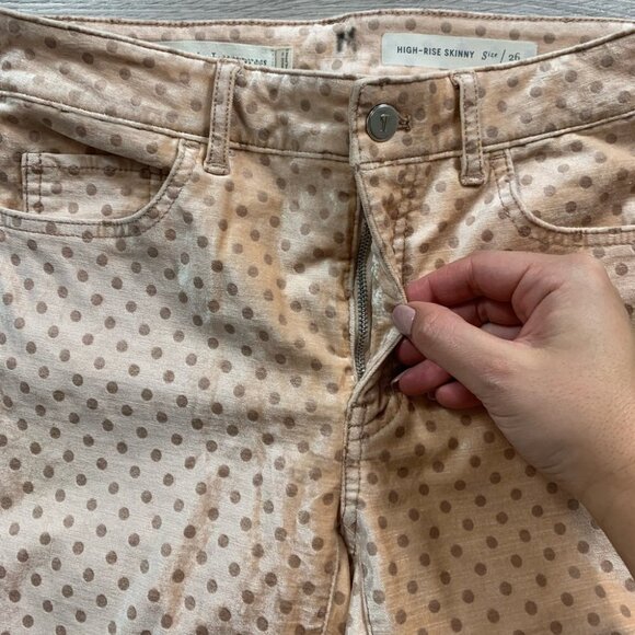 Anthropologie Pilcro Velvet High-Rise Skinny Ankle Polka Dot Pants - Picture 8 of 16